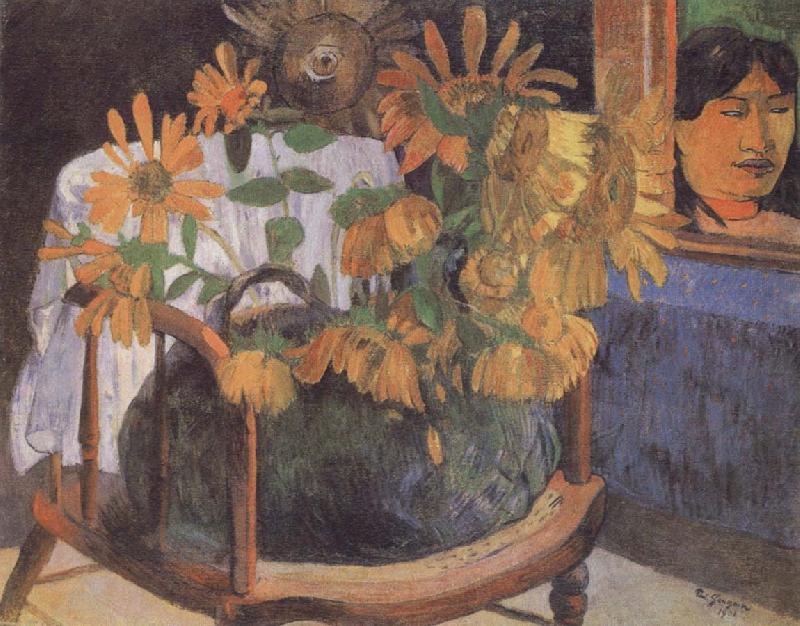 Paul Gauguin Sunflowers on a chair oil painting image